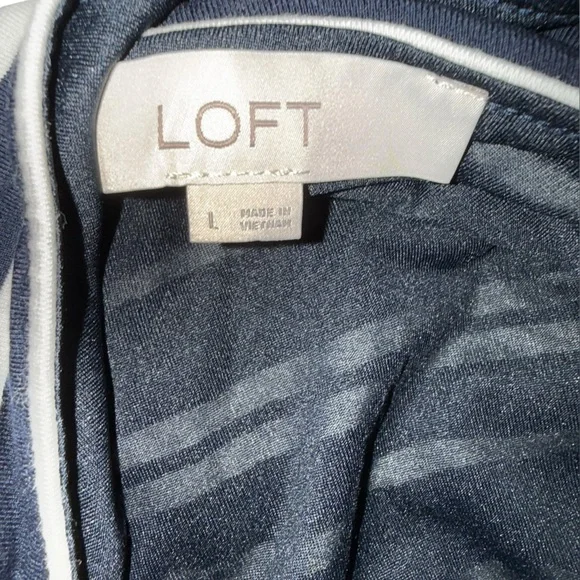 LOFT Navy Blue and White Backless Striped Midi Dress Size Large - Picture 7 of 8